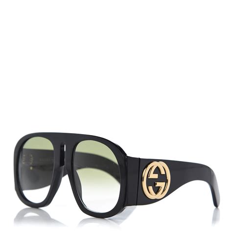 gucci oversized aviator sunglasses gg0152s black|Gucci sunglasses aviator gold men.